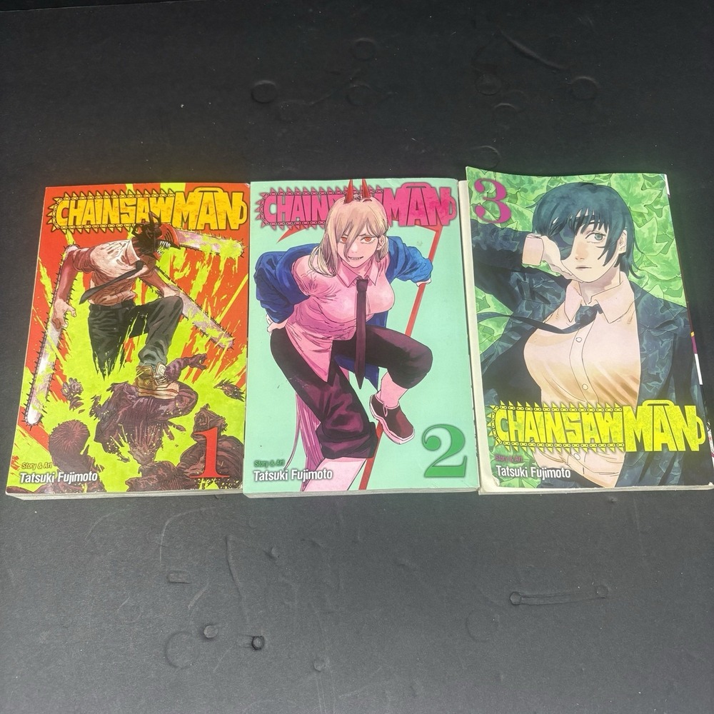 Chainsaw Man Manga Volumes 1 2 3 Lot Tatsuki Fujimoto VIZ Shonen Jump